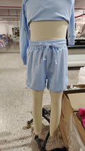 Load image into Gallery viewer, Baby Girls Blue Long Sleeves Top Short Yoga Sets
