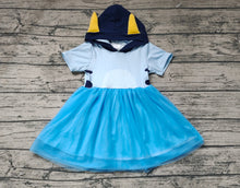 Load image into Gallery viewer, Baby Girls Blue Dogs Ears Tutu Knee Length Dresses
