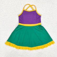 Load image into Gallery viewer, Baby Girls Purple Mardi Gras Athletic Active Wear Knee Length Dresses
