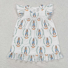 Load image into Gallery viewer, Baby Girls Easter Rabbits Flutter Sleeve Knee Length Dresses
