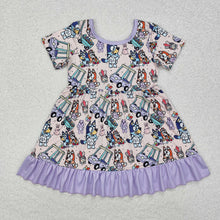 Load image into Gallery viewer, Baby Girls Purple Dog Easter Rabbits Knee Length Dresses
