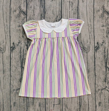 Load image into Gallery viewer, Baby Girls Mardigras Stripes Collar Knee Length Dresses
