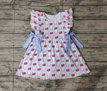 Load image into Gallery viewer, Baby Girls Blue Bows Flag Knee Length Dresses
