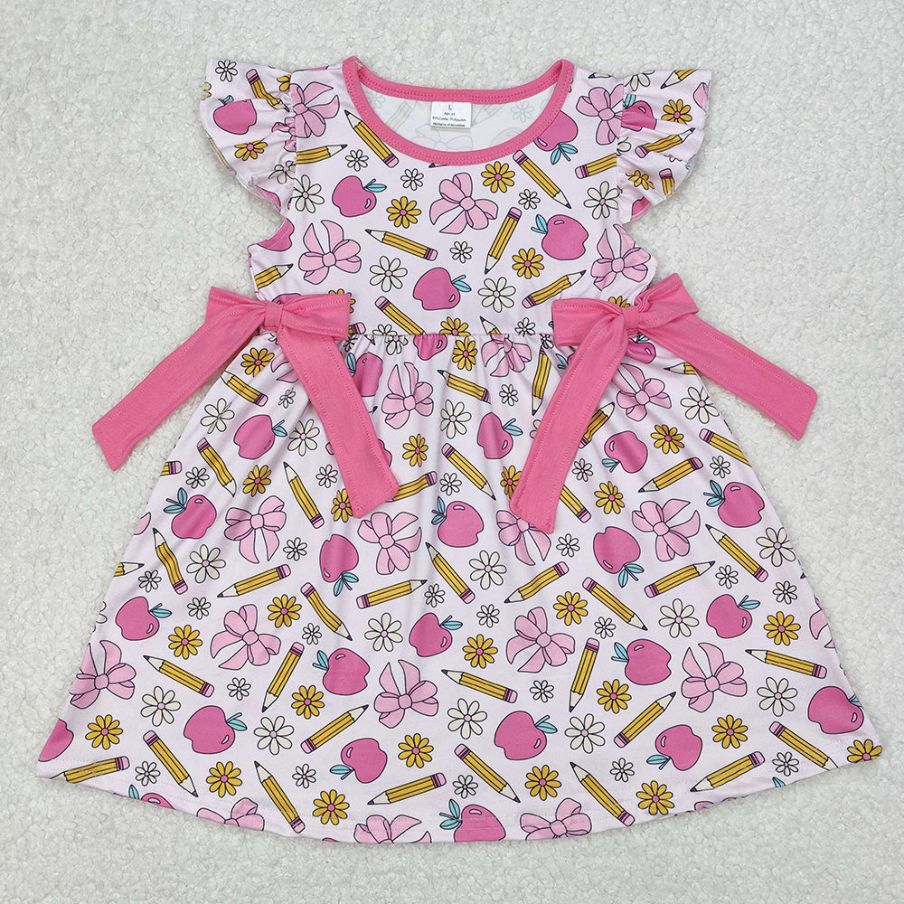 Baby Girls Back To School Apples Bows Knee Length Dresses
