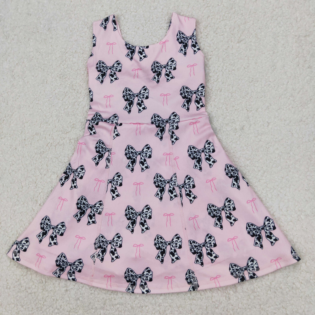 Sibling Baby Girls Bows Leopard Active Yoga Athletic Dresses