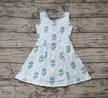 Load image into Gallery viewer, Baby Girls Blue Flowers Bows Tennise Active Wear Athletic Dresses
