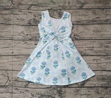 Load image into Gallery viewer, Baby Girls Blue Flowers Bows Tennise Active Wear Athletic Dresses
