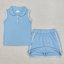 Load image into Gallery viewer, Baby Girls Aqua Pullover Top Sports Shorts Clothes Sets
