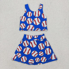 Load image into Gallery viewer, Sibling Baby Girls Football Baseball Cheer Yoga Active Wear Top Shorts Skirts Clothes Sets
