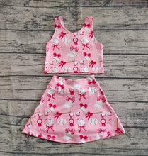 Load image into Gallery viewer, Baby Girls Baseball Bows Athletic Active Wear Top Shorts Skorts Skirts Clothes Sets

