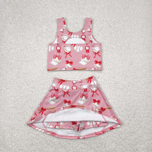 Load image into Gallery viewer, Sibling Baby Girls Bows Baseballs Yoga Team Active Wear Top Shorts Skirts Clothes Sets
