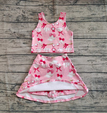 Load image into Gallery viewer, Baby Girls Baseball Bows Athletic Active Wear Top Shorts Skorts Skirts Clothes Sets
