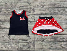 Load image into Gallery viewer, Baby Girls Black Red Dots Bow Shirt Skirt Clothes Sets

