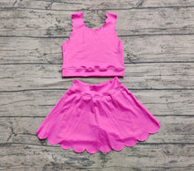 Load image into Gallery viewer, Baby Girls Hot Pink Yoga Vest Skirt Active Wear Clothes Sets
