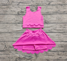 Load image into Gallery viewer, Baby Girls Hot Pink Yoga Vest Skirt Active Wear Clothes Sets
