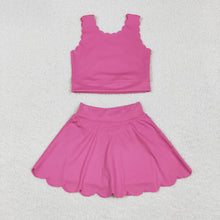 Load image into Gallery viewer, Baby Girls Hot Pink Yoga Vest Skirt Active Wear Clothes Sets
