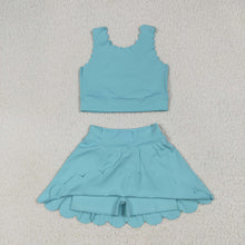 Load image into Gallery viewer, Baby Girls Aqua Yoga Vest Skirt Active Wear Clothes Sets
