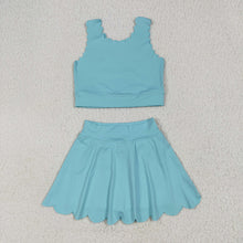 Load image into Gallery viewer, Baby Girls Aqua Yoga Vest Skirt Active Wear Clothes Sets
