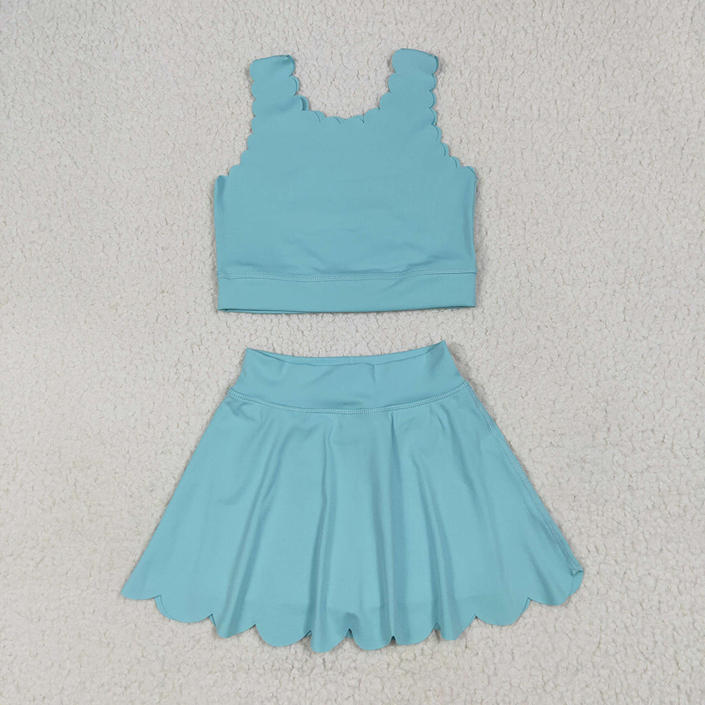 Baby Girls Aqua Yoga Vest Skirt Active Wear Clothes Sets