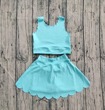 Load image into Gallery viewer, Baby Girls Aqua Yoga Vest Skirt Active Wear Clothes Sets
