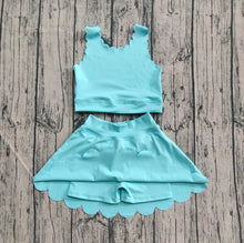 Load image into Gallery viewer, Baby Girls Aqua Yoga Vest Skirt Active Wear Clothes Sets

