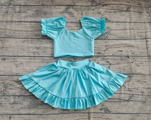 Load image into Gallery viewer, Baby Girls Aqua Yoga Shirt Skirt Active Wear Clothes Sets
