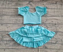 Load image into Gallery viewer, Baby Girls Aqua Yoga Shirt Skirt Active Wear Clothes Sets
