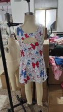 Load image into Gallery viewer, Baby Girls 4th Of July Bows Baseball Yoga Vest Skort Active Wear Sets
