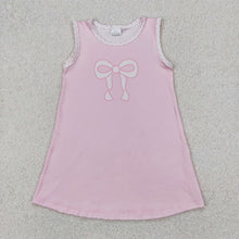 Load image into Gallery viewer, Baby Girls Pink Bows Print Sleeveless Knee Length Dresses Bummies Set
