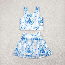 Load image into Gallery viewer, Sibling Baby Girls Flowers Bows Sleeveless Athletic Skorts Sets Dresses

