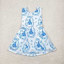 Load image into Gallery viewer, Baby Girls Blue Castles Yoga Skort Knee Length Dresses
