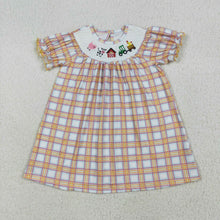 Load image into Gallery viewer, Baby Girls Fall Plaid Cows Farm Smocked Knee Length Dresses
