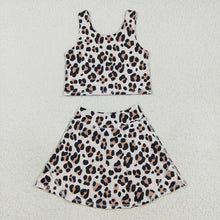 Load image into Gallery viewer, Baby Girls Sleeveless Leopard Vest Top Skort Yoga Active Set
