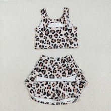 Load image into Gallery viewer, Baby Girls Sleeveless Leopard Vest Top Skort Yoga Active Set
