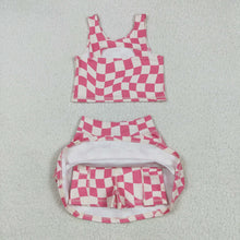 Load image into Gallery viewer, Sibling Baby Girls Sleeveless Stripe Plaid Athletic Skorts Dresses Sets
