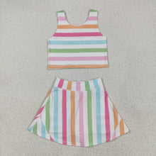 Load image into Gallery viewer, Sibling Baby Girls Sleeveless Stripe Plaid Athletic Skorts Dresses Sets

