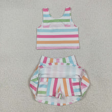 Load image into Gallery viewer, Sibling Baby Girls Sleeveless Stripe Plaid Athletic Skorts Dresses Sets
