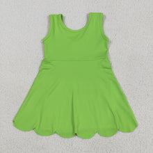 Load image into Gallery viewer, Baby Girls Green Scallop Yoga Active Knee Length Dresses
