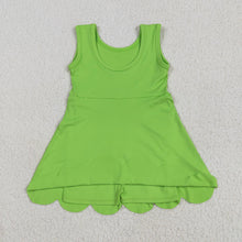 Load image into Gallery viewer, Baby Girls Green Scallop Yoga Active Knee Length Dresses
