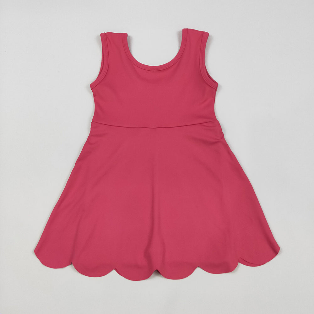 Baby Girls Dark Pink Sleeveless Yoga Active Knee Length Dresses
