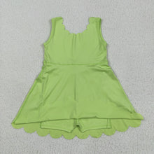 Load image into Gallery viewer, Baby Girls Lime Green Sleeveless Yoga Knee Length Dresses
