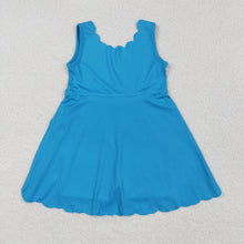 Load image into Gallery viewer, Baby Girls Hot Blue Sleeveless Yoga Knee Length Dresses
