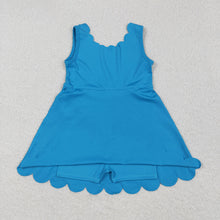 Load image into Gallery viewer, Baby Girls Hot Blue Sleeveless Yoga Knee Length Dresses
