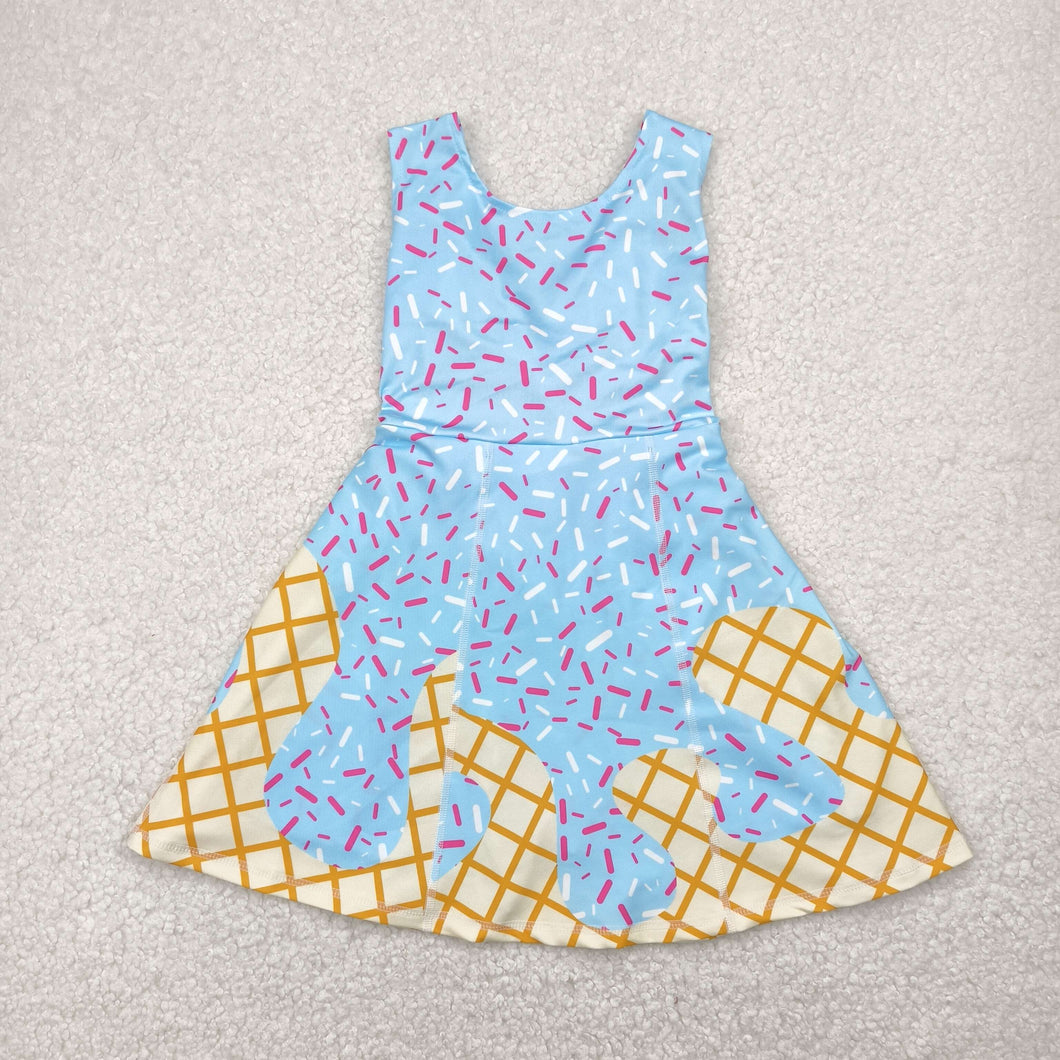 Sibling Baby Girls Boys Blue Ice-cream Drip Shorts Dresses Shirts
