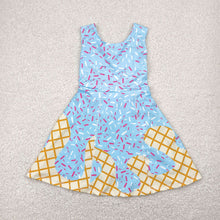 Load image into Gallery viewer, Baby Girls Blue Ice-cream Drip Yoga Skort Knee Length Dresses
