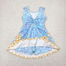 Load image into Gallery viewer, Baby Girls Blue Ice-cream Drip Yoga Skort Knee Length Dresses
