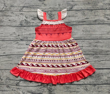 Load image into Gallery viewer, Baby Girls Aztec Flutter Sleeves Patchwork Knee Length Dresses
