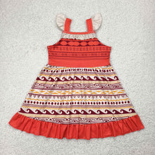 Load image into Gallery viewer, Baby Girls Aztec Flutter Sleeves Patchwork Knee Length Dresses
