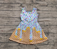 Load image into Gallery viewer, Baby Girls Blue Ice-cream Drip Yoga Skort Knee Length Dresses

