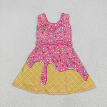 Load image into Gallery viewer, Baby Girls Pink Ice-cream Drip Yoga Skort Knee Length Dresses
